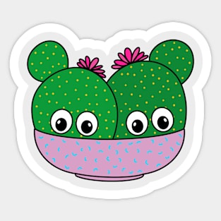 Cute Cactus Design #315: Cacti Couple With Cute Blooms Sticker